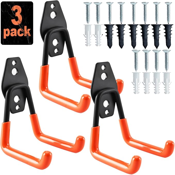 QUELIEN 3 Pack Garage Wall Hooks – 2.5in Heavy-Duty Cord Organizers by QUELIEN