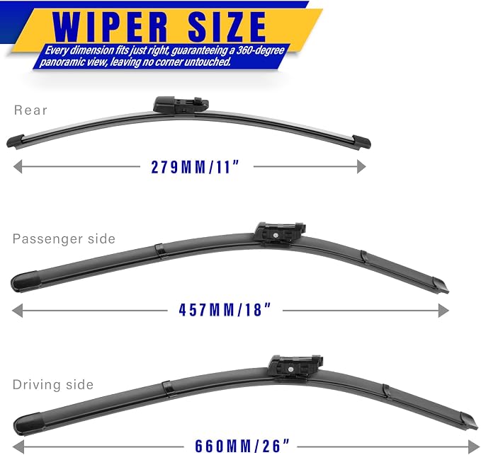 3 wipers Replacement for 2015-2021 VW Volkswagen Golf/2015-2020 VW - Image 2