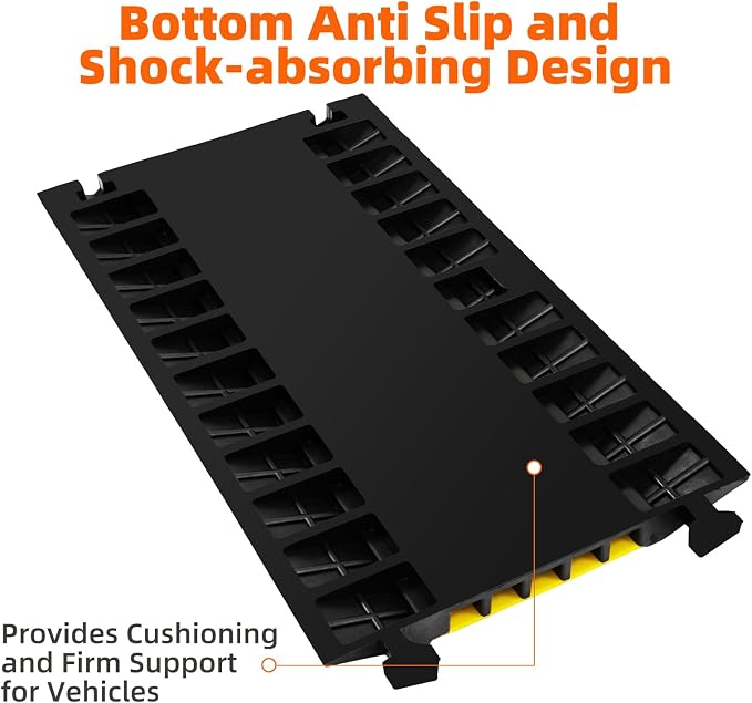 5 Channel 2 Pack Cable Protector Ramp Traffic Wire and Hose Ramp Cord Cover - Image 6