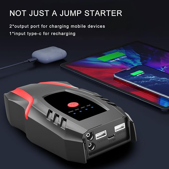 12v Auto Jump Starter Peak Current 2000A, Car Lithium Battery Charger Jumper - Image 3