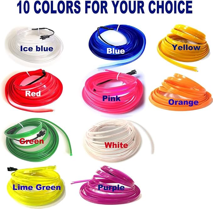 El Wire Pink Interior Car LED Strip Lights, 3M Neon Wire USB 5V - Image 8