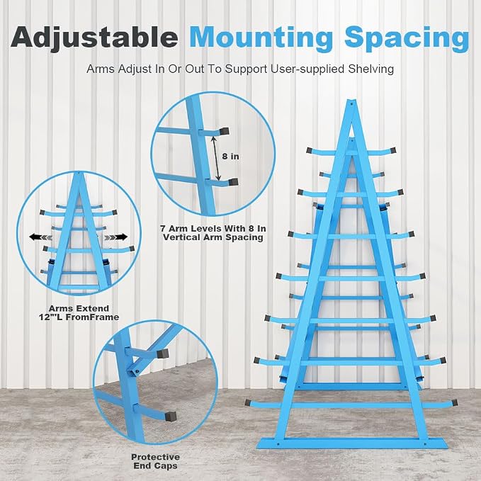 Yeeoy Steel Horizontal Storage Rack, 7 Tier Detachable Lumber Storage Rack - Image 6