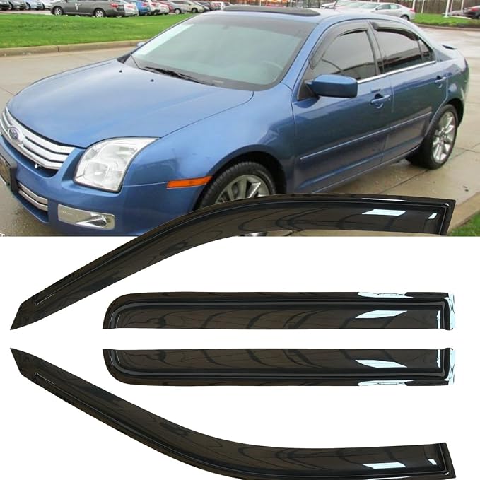 4pcs Shatterproof Outside Mount Style Sun Rain Guards Side Window Wind by Deebior