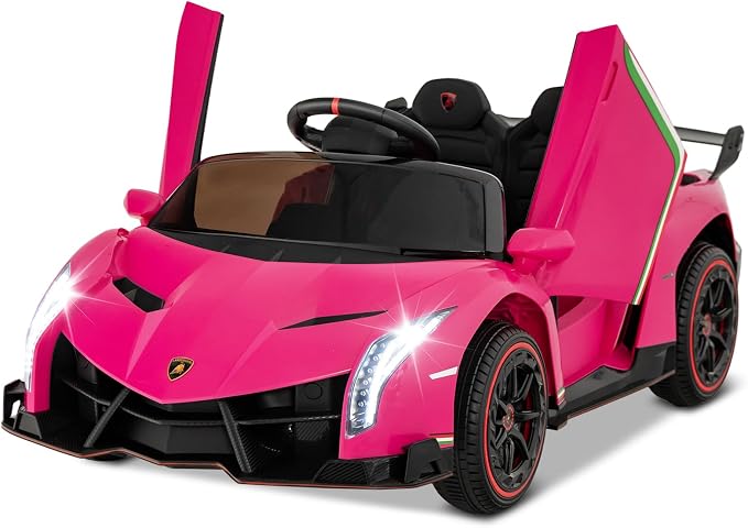 Costzon Pink Lamborghini Ride on Car, 12V Battery Powered 4WD Lambo Kids Car by Costzon