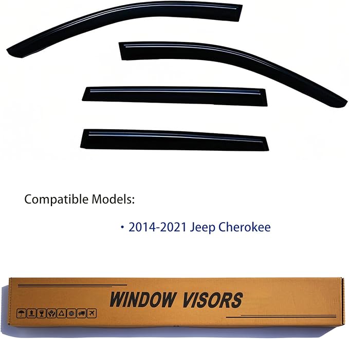 Window Visors Rain Guards fits 2014-2021 Cherokee, Out-Channel Window Wind - Image 2