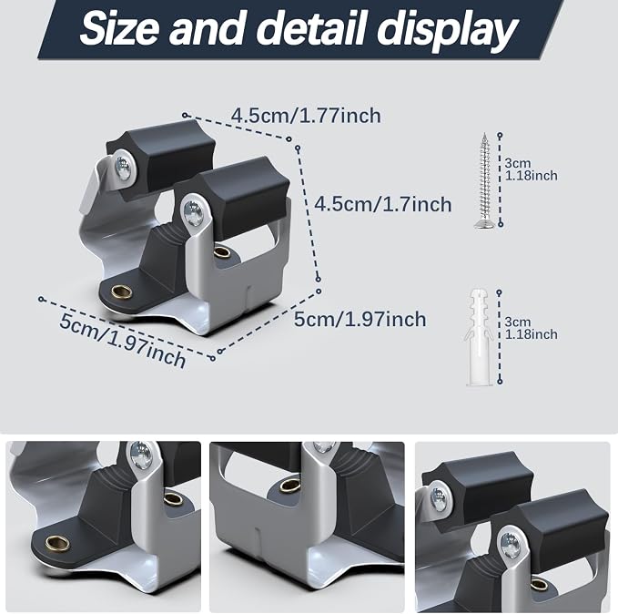 3-H Mop and Broom Holder Big Size Hanging 1 KG Extra, 15 Pack Broom Hanger Wall - Image 3