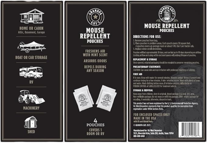 Grandpa Gus's Extra-Strength Mouse Repellent Pouches, Cinnamon/Peppermint Oils - Image 7