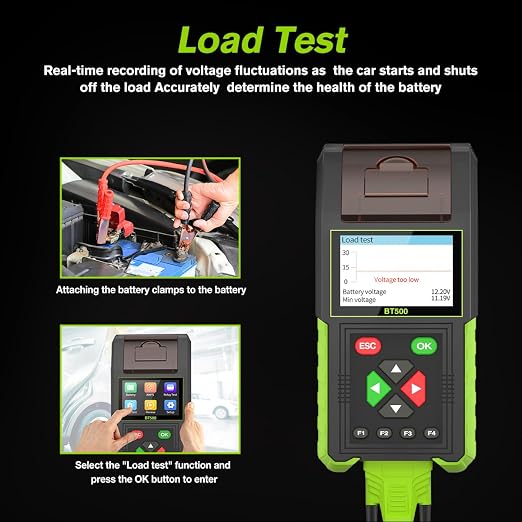 Automotive Battery Tester with Printer, 12V 24V Car Battery Load Tester and - Image 5