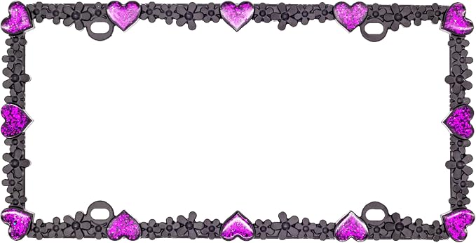 Creathome 3D Shining Daisy Heart License Plate Frame from Pure Zinc Alloy Metal - Image 3