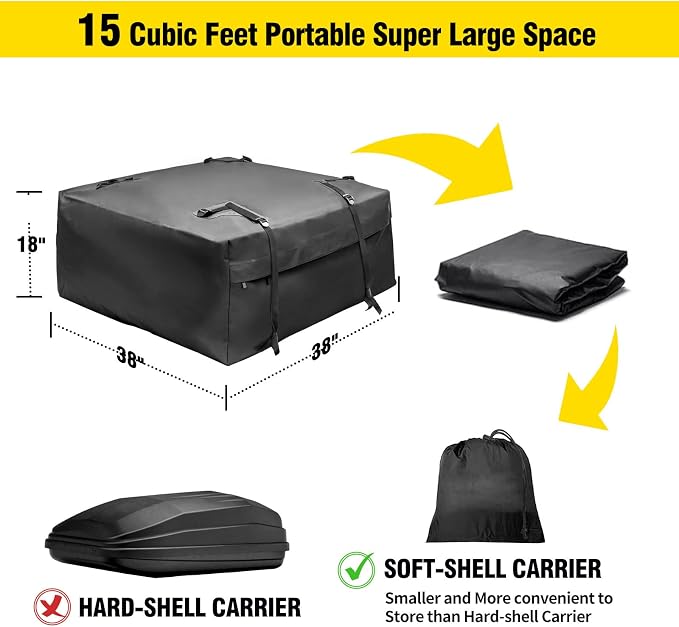 Leader Accessories Roof Rack Cargo Basket Set, Car Top Luggage Holder 64"x 39" - Image 3