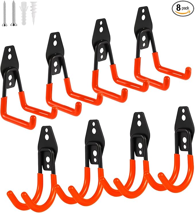 Steel Garage Hooks Wall Tool Organizer, 8 Pack Garage Storage Hook Heavy Duty by Unknown