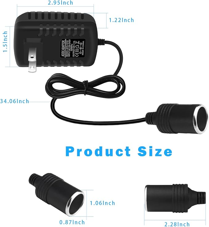 inShareplus 12V 1A 12W AC to DC Converter, 12 Volt Cigarette Lighter Adapter - Image 6