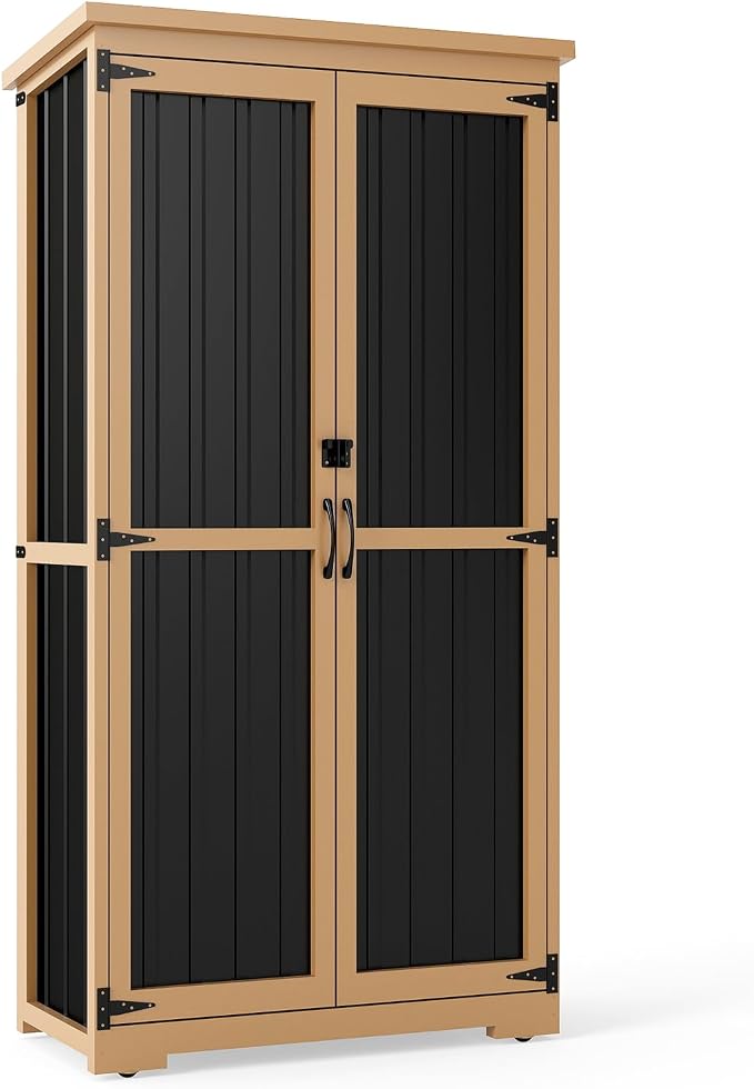 Outdoor Storage Cabinet, Wood & Metal Storage Shed - Image 6