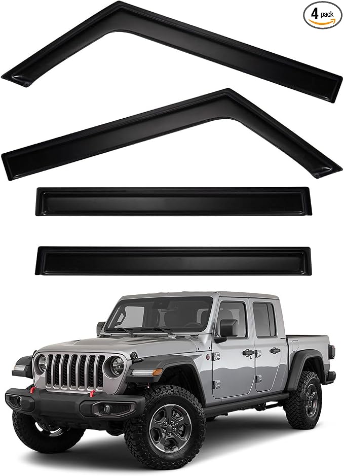 4pcs Front+Rear Smoke Tint Sun/Rain Guard Outside Mount Tape-On Vent Window by LQQDP