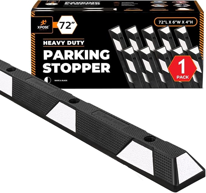 Xpose Safety 72" Heavy Duty Rubber Parking Stopper – 1 Pack Wheel Blocks by XposeSafety