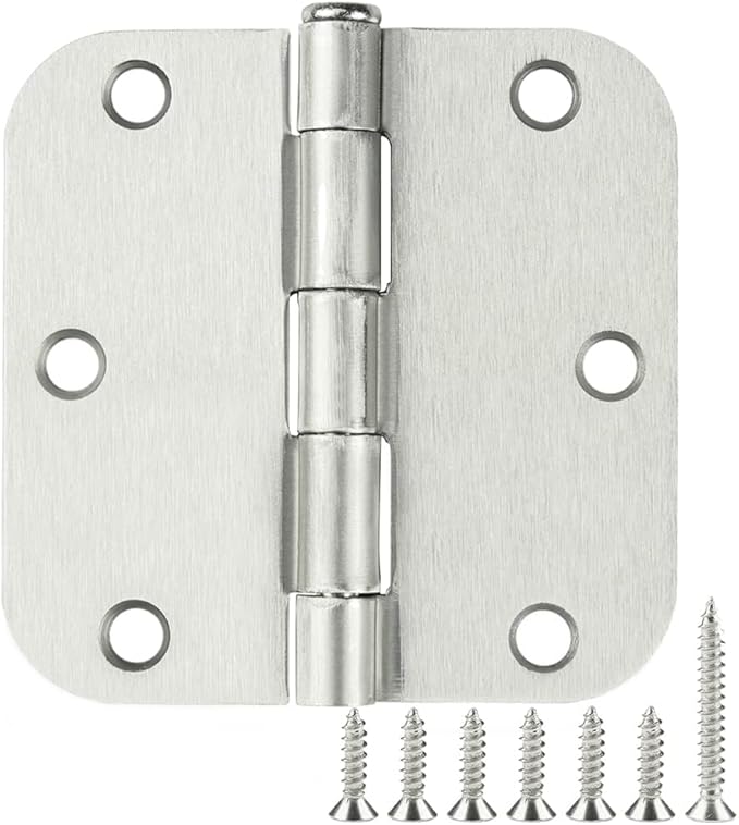 18 Pack Rounded Brushed Nickel Door Hinges 3-1/2" x 3.5 Inch 5/8 Radius by TDCHINGES