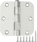 30 Pack Rounded Satin Door Hinges Brushed Nickel 3.5 Inch Interior 3 1/2 Inch by TDCHINGES