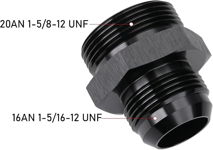 16AN Male Flare to 20AN ORB O-ring Boss Fuel Pump Rail Adapter Fitting Aluminum - Image 2
