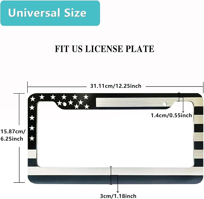 American Flag License Plate Frame- Black Front Rear Patriotic USA ‌Car Tag - Image 4