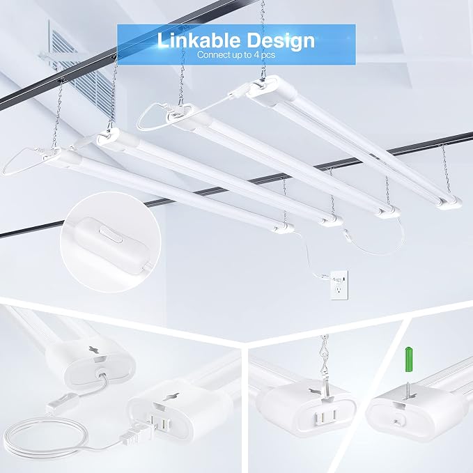 Ensenior 6 Pack Linkable Led Shop Light 4ft - Image 3
