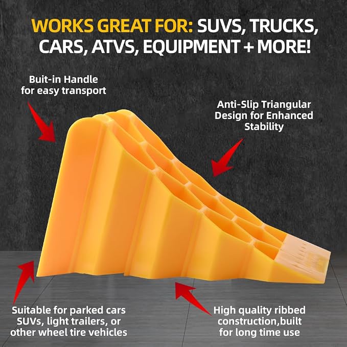 Wheel Chocks for Car, and Vehicles G.V.W. up to 8T, Anti Slip Bottom Tire Chock - Image 7