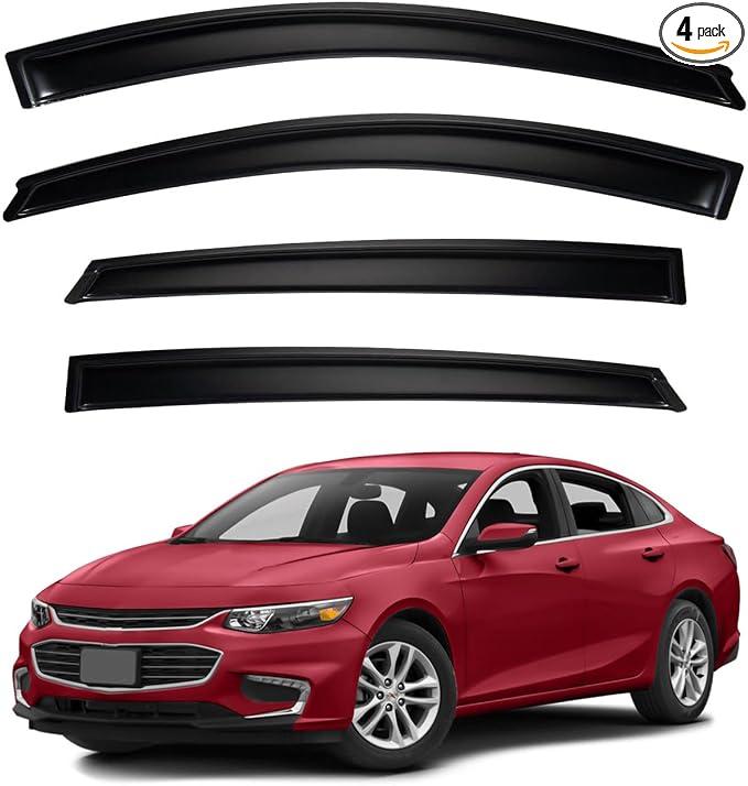 4pcs Front+Rear Smoke Tint Sun/Rain Guard Outside Mount Tape-On Vent Window by LQQDP