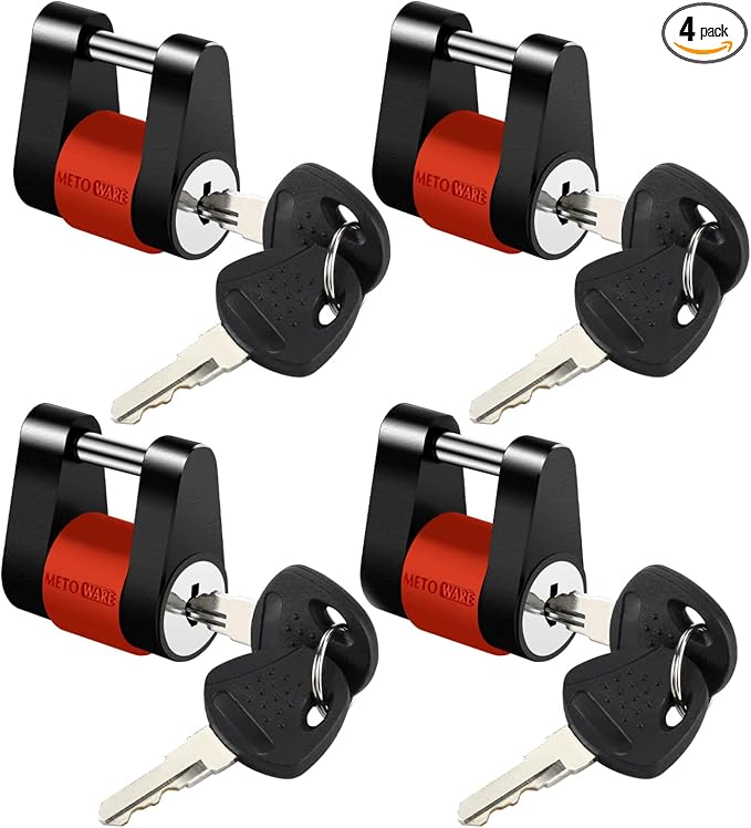 METOWARE Keyed Alike Trailer Coupler Lock, 1/4” Dia, 3/4” Span Heavy-Duty Steel by METOWARE