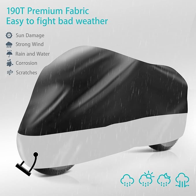 Motorcycle Cover, Motorbike Cover All Season Universal Weather Waterproof Sun - Image 3
