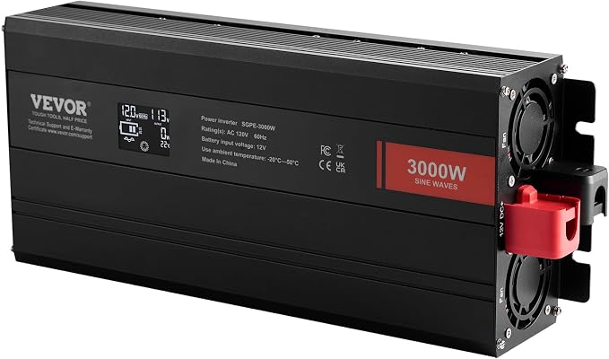 VEVOR Pure Sine Wave Inverter, 3000 Watt, DC 12V to AC 120V Power Inverter - Image 9