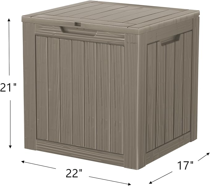 35 Gallon Lockable Resin Deck Box, Waterproof & UV-Resistant Outdoor Storage Box - Image 2