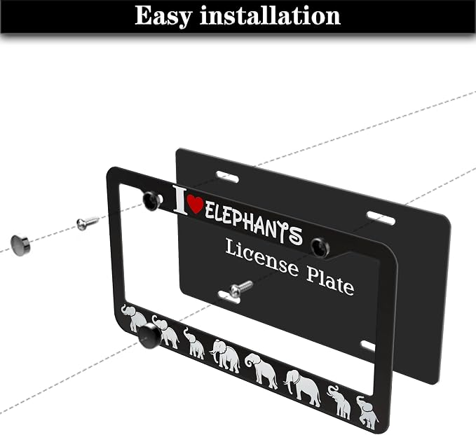 License Plate Frames Black and White Fun License Plate Frame Cover I Love - Image 7