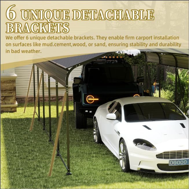 13x26.5 FT Metal Carport, Heavy Duty Car Port Canopy - Image 5