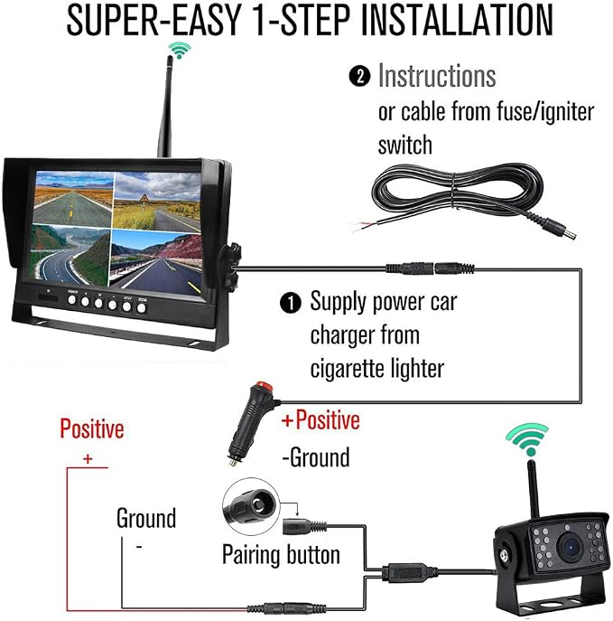 EVERSECU 4pcs Digital HD 1080P Wireless Car Backup Camera - Image 4