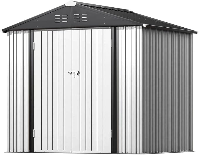 Greesum 8×6FT Outdoor Storage Shed, Metal Patio Storaged Sheds - Image 6