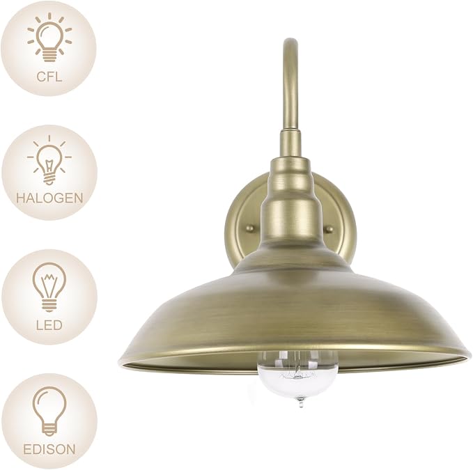 10 Inch Gooseneck Barn Light for Farmhouse, Brass Exterior Barn Style Light - Image 8