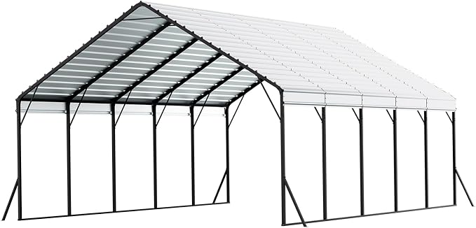 VEVOR 20x24 ft Heavy Duty Metal Carport, Outdoor Car Shelter - Image 9