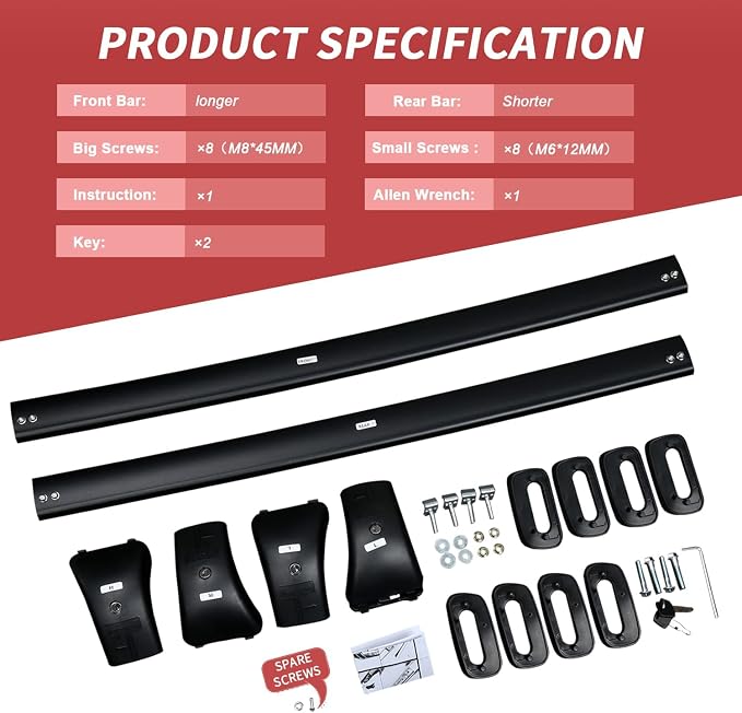 KINGGERI Lockable 220lbs Cross Bars Roof Racks Fit - Image 8