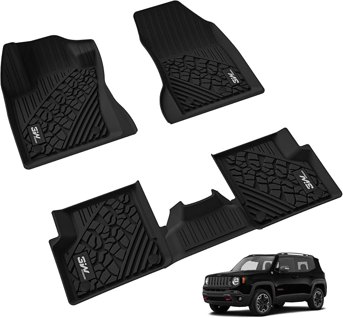 3W Floor Mats Fit for Jeep Renegade 2015-2023 TPE All Weather Custom Fit Floor by 3W