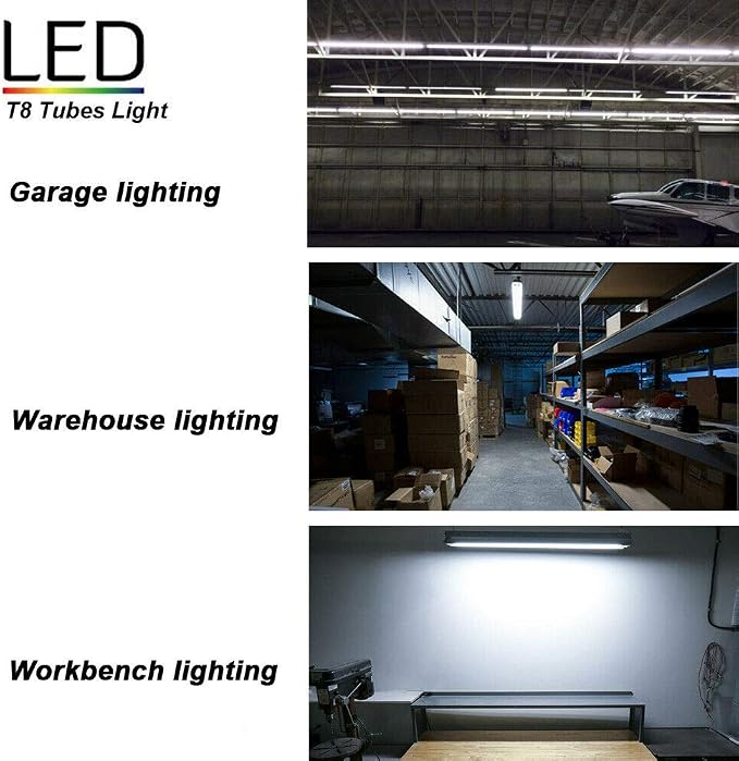 (6-Pack, 8FT LED Shop Light, U Shape Integrated T8 LED Tube Light, 6000K Cold - Image 7