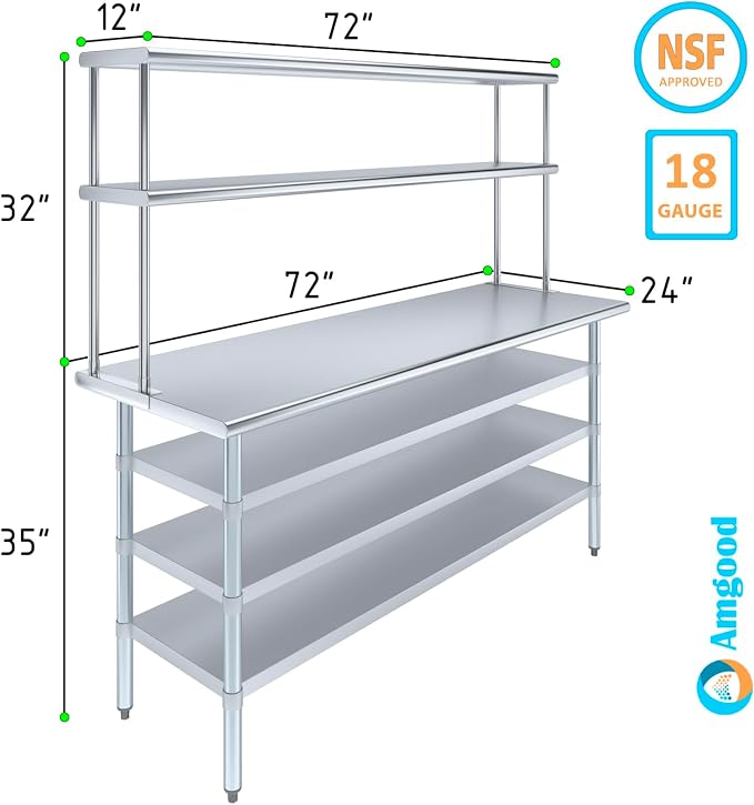 Amgood 24" x 72" Stainless Steel Work Table - Image 3