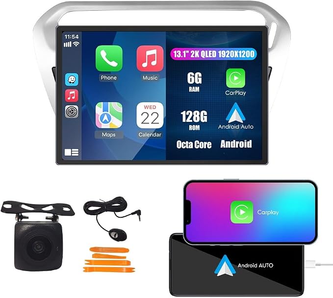 Kunfine Car CarPlay Android Auto Navigation Stereo GPS Radio Reverse Camera by KUNFINE