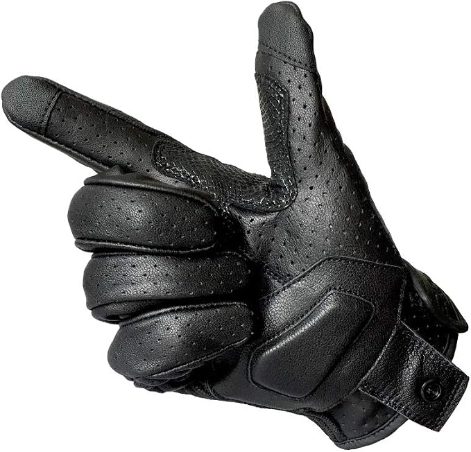 Updated Goatskin Leather Motorcycle Gloves Men Touchscreen Anti-Slip Motorbike - Image 6
