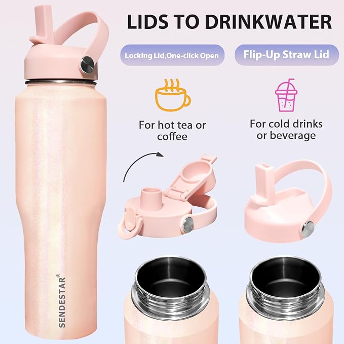 SENDESTAR 32oz Stainless Steel Water Bottle, Double Wall Vacuum Insulated Bottle - Image 4