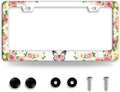 Pink Butterfly License Plate Frame Rose Flowers Floral License Plate Holder by NINANMY