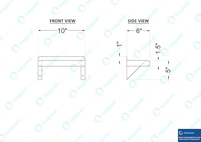 AmGood 6 in. x 10 in. Stainless Steel Wall Mount Shelf. Commercial/Home. Kitchen - Image 5