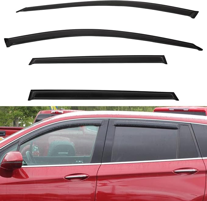 4pcs Front+Rear Smoke Tint Sun/Rain Guard Outside Mount Tape-On Vent Window by LQQDP