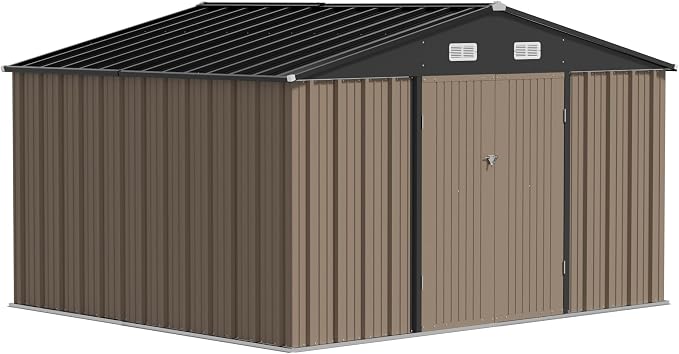 JUMMICO 8 x 10 FT Outdoor Storage Shed, Large Metal Garden Shed & Tool Sheds - Image 7
