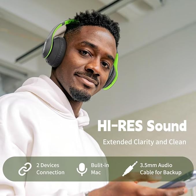 Wireless Bluetooth Headphones Over Ear, 65H Playtime HiFi Stereo Headset - Image 2