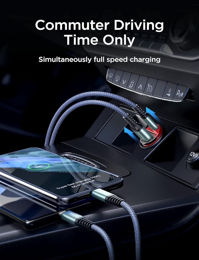AINOPE 90W Super Fast Car Charger, Invisible USB C 45W Car Charger Fast - Image 5