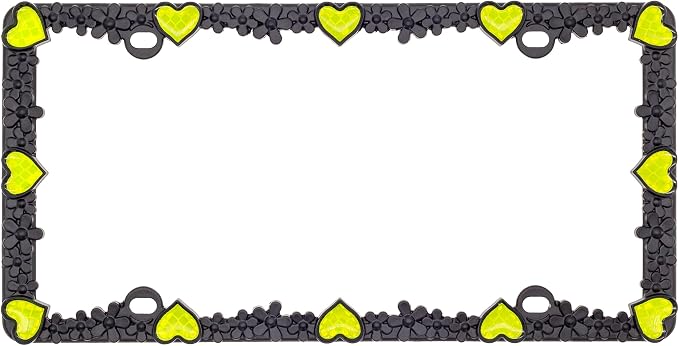 Creathome 3D Daisy Heart License Plate Frame from Pure Zinc Alloy Metal Perfect - Image 3